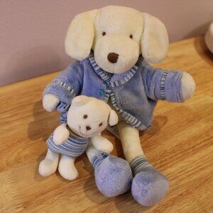 Jellycat Jelly baby pj puppy in blue NWT holding a baby bear ex cond